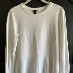 ANN TAYLOR Off White Textured Peplum Shirt - Size XS